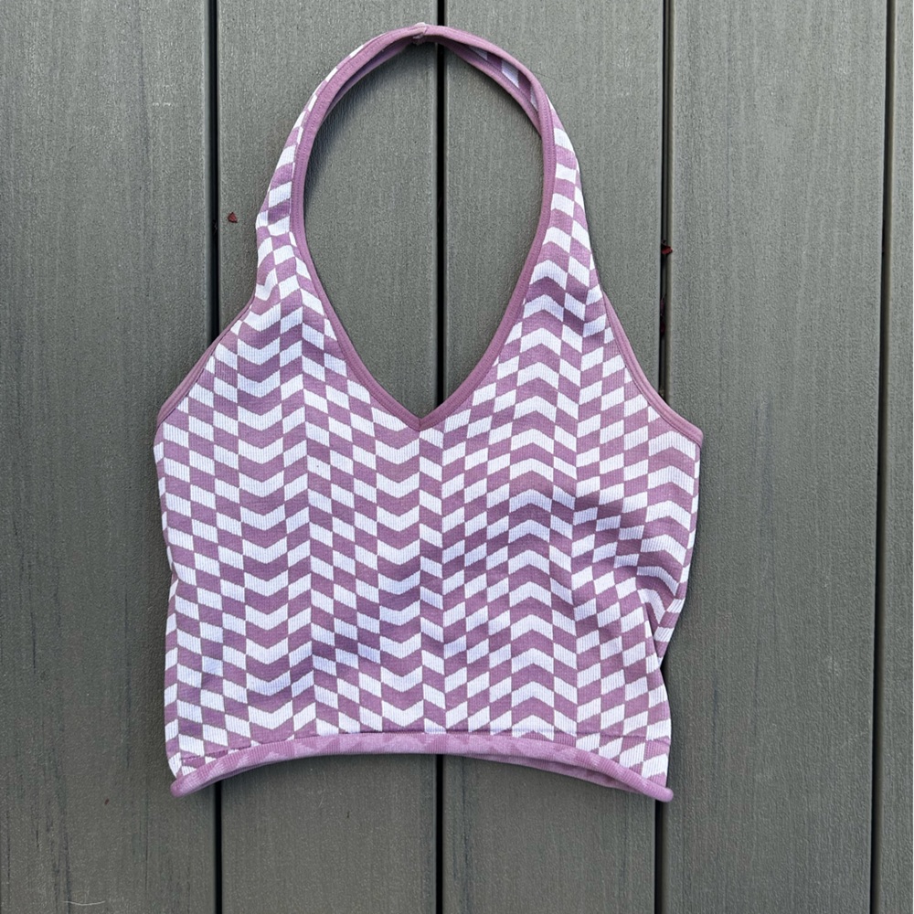 Purple and White Chevron Halter Top